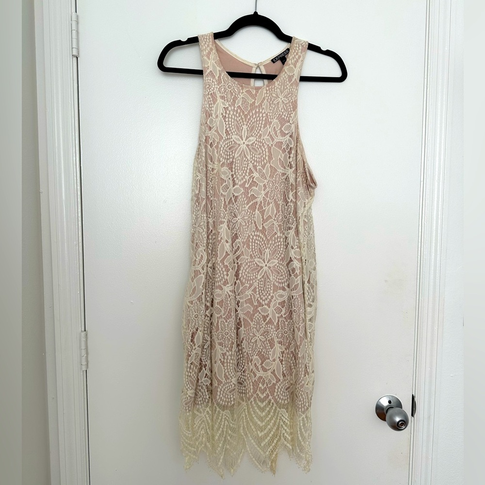 Beige & Lacey Midi Dress